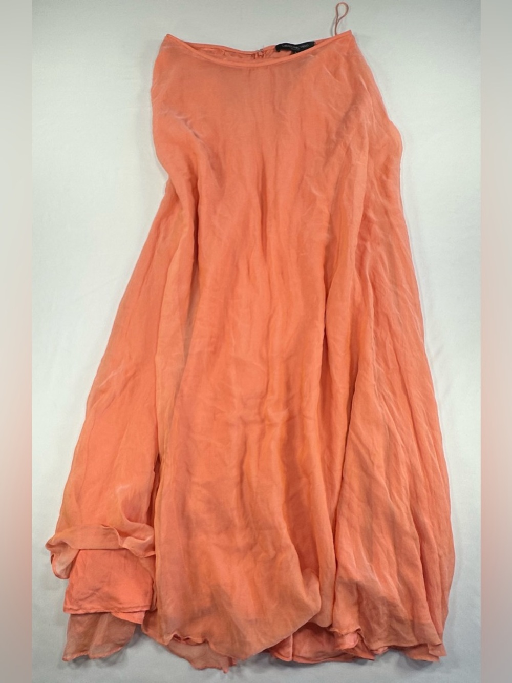 Carmen Marc Valvo Silk Chiffon Maxi Skirt Sz 8 Peach Coral Salmon Minimalist